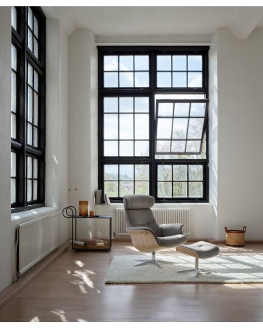 Structure Chêne Naturel, pied Aluminium, Tissu Gris Clair